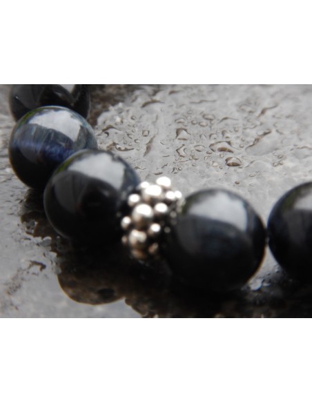 Bracelet en pierres naturelles d’œil de faucon en perles de 10 mm