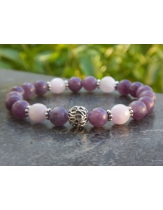 Bracelet en lépidolite violette et kunzite, perles 8 mm:-)