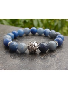 Bracelet en pierres naturelles d’aventurine bleue en perles de 10 mm