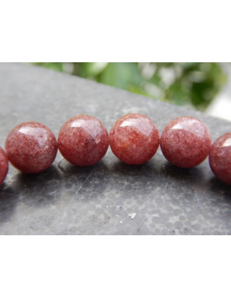 Bracelet en muscovite rouge en perles de 10 mm