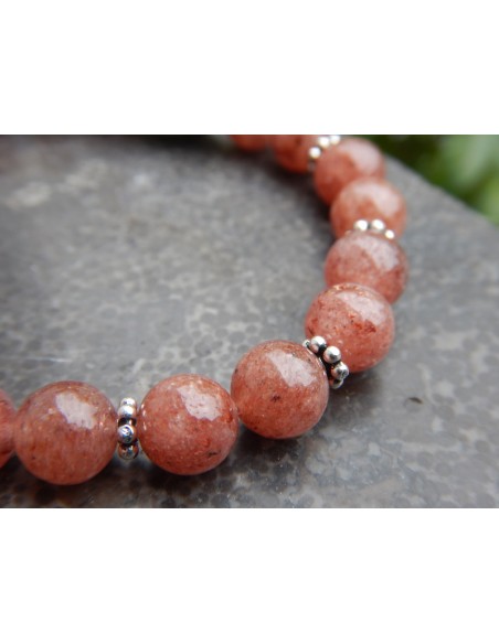 Bracelet en pierre naturelle de muscovite rouge en perles de 8 mm