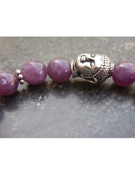 Bracelet en pierres naturelles de lépidolite violette en perles 8 mm.