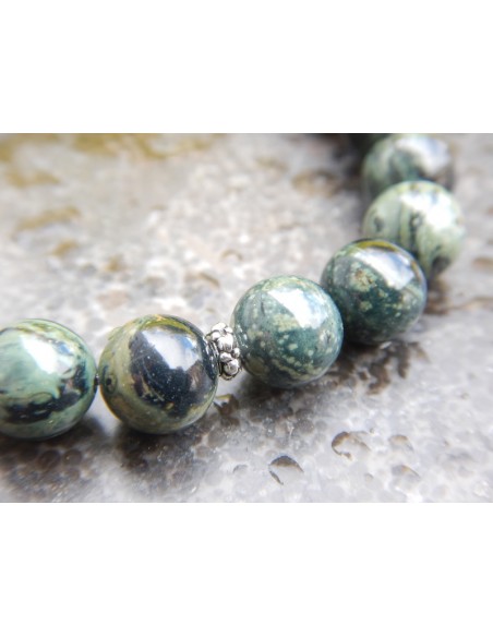 Bracelet jaspe kambamba, perles de 8 mm, perle bouddha