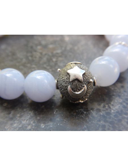 Bracelet en pierres naturelles de calcédoine en perles de 10 mm