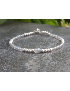 Bracelet en labradorite et perles argent 3 mm