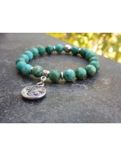 Bracelet en turquoise, médaille lune/soleil
